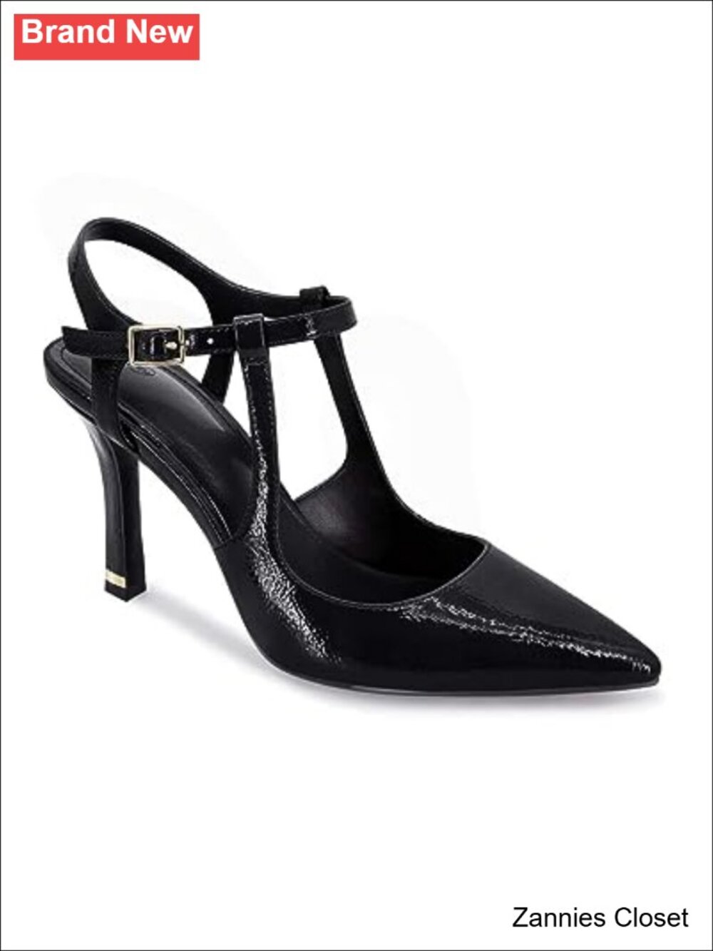 ✨ Pointed Toe Ankle Strap Faux Leather Stiletto Pumps High Heels Wedding Dress